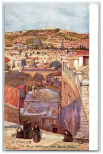 c1910 Nuns The Mount of Olives from Mount Zion Oilette Tuck Art Postcard 