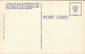 Vtg Atlantic City New Jersey NJ Beach Scene View Hotels 1940s Linen Postcard