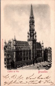 Belgium Brussels, Bruxelles L'Hotel De Ville Vintage Postcard C136