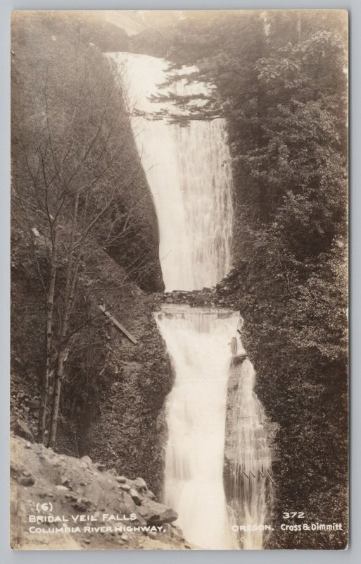 Real Photo Postcard~Columbia River Highway Oregon~Bridal Veil Falls~1930s RPPC 