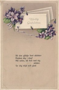 Vintage German Hjartlig Gratulation Embossed Floral Postcard 1900-1910 Unused