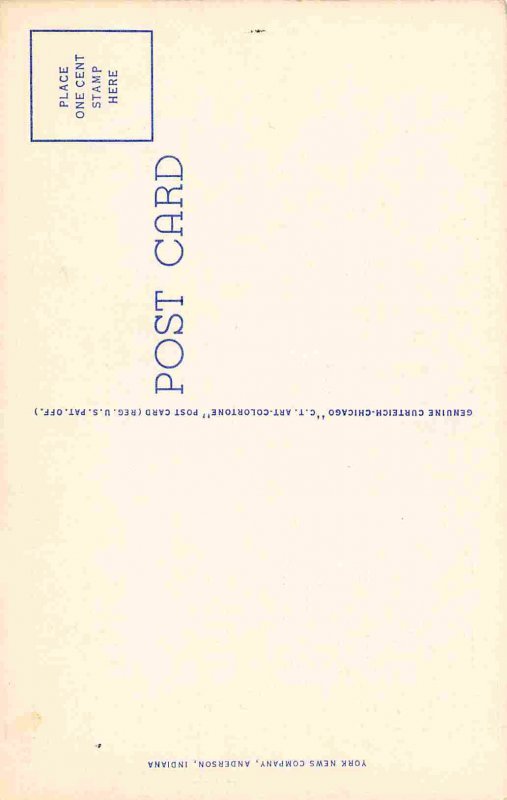 Post Office Library Anderson Indiana linen postcard