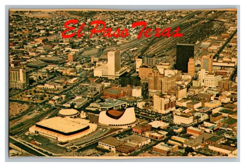 El Paso Texas Vintage Standard Aerial View Postcard The International City 