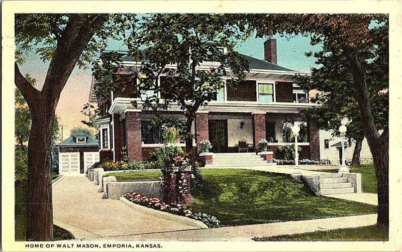 Home of Walt Mason Emporia Kansas Vintage Postcard Standard View Card
