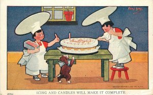 Postcard C-1910 Bakers Birthday Cake dog comic humor American Ullman 23-2423 