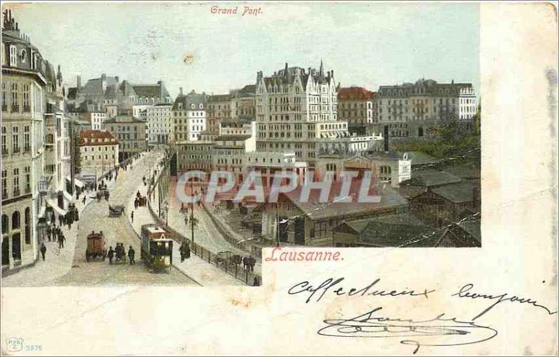 Postcard Old Grand Pont Lausanne