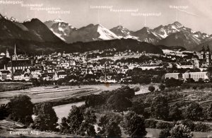 VINTAGE POSTCARD RPPC REAL PHOTO OF KEMPTEN ALLGAU MOUNTAINS GERMANY 1958