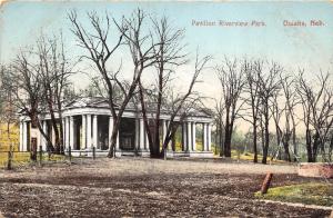 Omaha Nebraska~Pavilion @ Riverview Park~Bare Trees~Unpaved Road~1908 Postcard