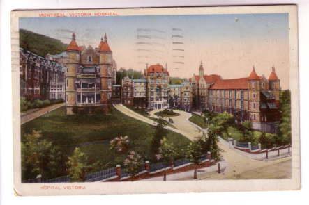 Victoria Hospital wiith Driveway, Montreal Quebec, Used 1927 Confederation Stamp