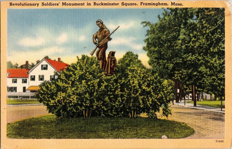 WOB Note Vintage Antique Postcard Revolutionary Soldiers Monument Buckminster Ma 