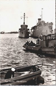 Netherlands Den Helder Marinehaven Battleships Vintage RPPC 09.35