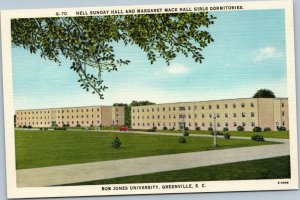 postcard Greenville SC Bob Jones University Nell Sunday Margaret Mack Hall Dorm