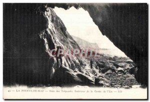 Old Postcard The Pointe du Raz Trepassey Interior of the Grotto of I NA