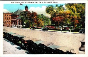 Haverhill, MA Massachusetts POST OFFICE~WASHINGTON SQUARE PARK ca1920's Postcard