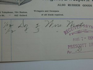 1900 Prescott Bros Wringers Washers Sweepers Oil Stoves Boston MA Letterhead