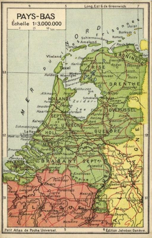 The Netherlands, Pays-Bas, Holland, Jeheber Map with Country Info (1910s)