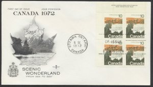 1972 Canada FDC Set of 5 Landscape Definitives Plate Blocks Rosecraft Cachets