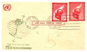 United Nations, New York, Government Postal Card, First Flight, United States...
