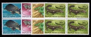 Papua New Guinea #344-349 Cat$16, 1972 7c-30c, set in blocks of four, never h...