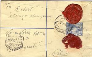 South Africa 1938 4d Registered Postal Stationery Env. RANDFONTEIN to MOZAMBIQUE