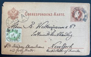 1878 Salzburg Austria postal Stationery Postcard cover to New York USA