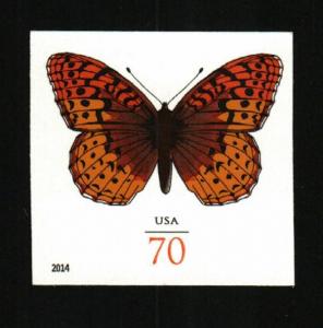 2014 70c Great Spangled Fritillary Butterfly, Imperforate Scott 4859a Mint VF NH