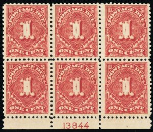 J61, Mint VF NH 1¢ Scarce Block of Six Stamps - Stuart Katz