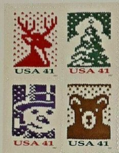 Three Panes x 20 = 60 of CHRISTMAS KNITS 41¢ US Postage Stamps. USA Sc 4207-4210