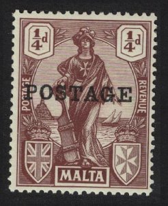 Malta 'POSTAGE' Ovpt ¼d. - brown 1926 MNH SG#143