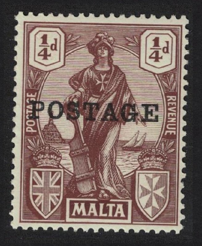 Malta 'POSTAGE' Ovpt ¼d. - brow 1926 MNH SG#143