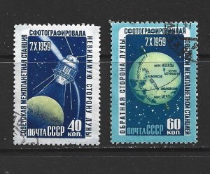 RUSSIA - 1960 LUNIK 3 - THE FAR SIDE OF THE MOON - SCOTT 2309 TO 2310 - USED