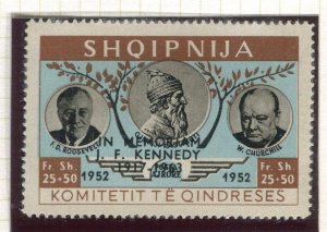 ALBANIA; 1963 JF Kennedy Memorial issue fine MINT MNH value, Black Opt.