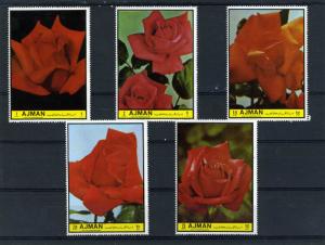 Ajman 1972 Roses set of 5 stamps Mint NH
