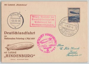 Germany 1937 Zeppelin Hindenburg Deutschlandfahrt Illustrated Postal Card Kassel