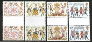 Great Britain Scott 933-6 MNH** 1981 Folklore gutter pairs