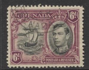 Grenada -Scott 138- KGVI- Definitive Issue-1938 -FU- Single 6p Stamp