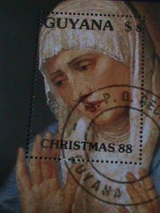 ​GUYANA-1988  CHRISTMAS'88- ARTS PAINTING-THE VIRGIN-CTO S/S VF LAST ONE