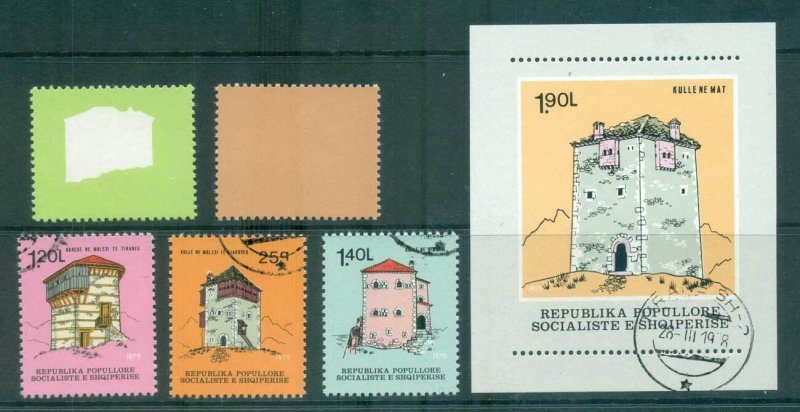 Albania 1979 Traditiona Houses, ERROR MISSING COLOURS 15q, 80q + MS CTO lot69855