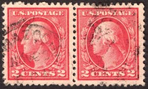 1917, US 2c, Washington, Used, Jumbo pair, Sc 499