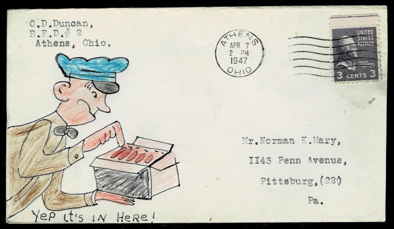 1947 C. D. Duncan Hand drawn -  Athens OH