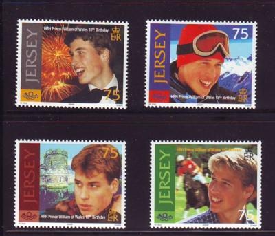 Jersey Sc 958-61 2000 Prince William 18th Birthday stamp set mint NH