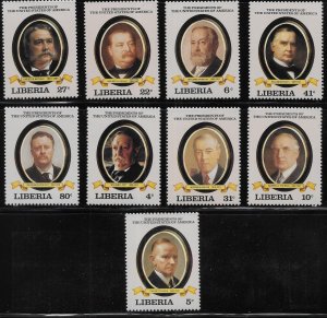 Liberia 923-931 U.S. Presidents Series III MNH c.v. $5.80