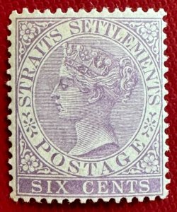 Malaya Straits Settlements 1883-91 QV 6c CA Lilac MLH SG#66 M5472