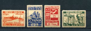 Poland 1945 Mi 399-402 MH Variety (Extra white dots) 8325