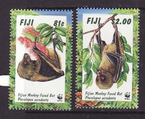 Fiji-Sc#799-800-Unused NH 1/2 set-Monkey-Faced Bat-1997-