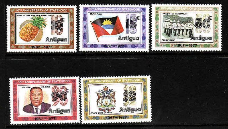 Antigua-SC#490-4-unused NH set Statehood Anniversary 1977-