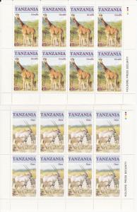 Tanzania # 319-322, Endangered Species, Sheets of 8 NH