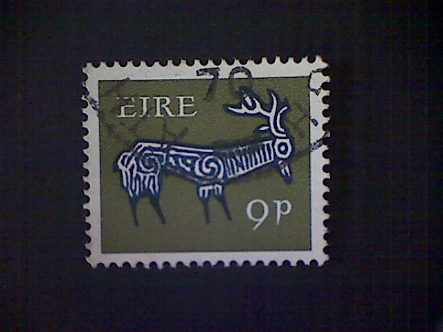 Ireland (Éire), Scott 259, used(o), 1968, stag, 9p, olive green and dark blue