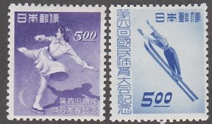 Japan # 444-445, 4th National Athletic Meet, Mint Hinged, 1/3 Cat.