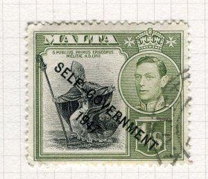 MALTA; 1947 early GVI SELF GOVT. Optd issue fine used 1s.6d. value